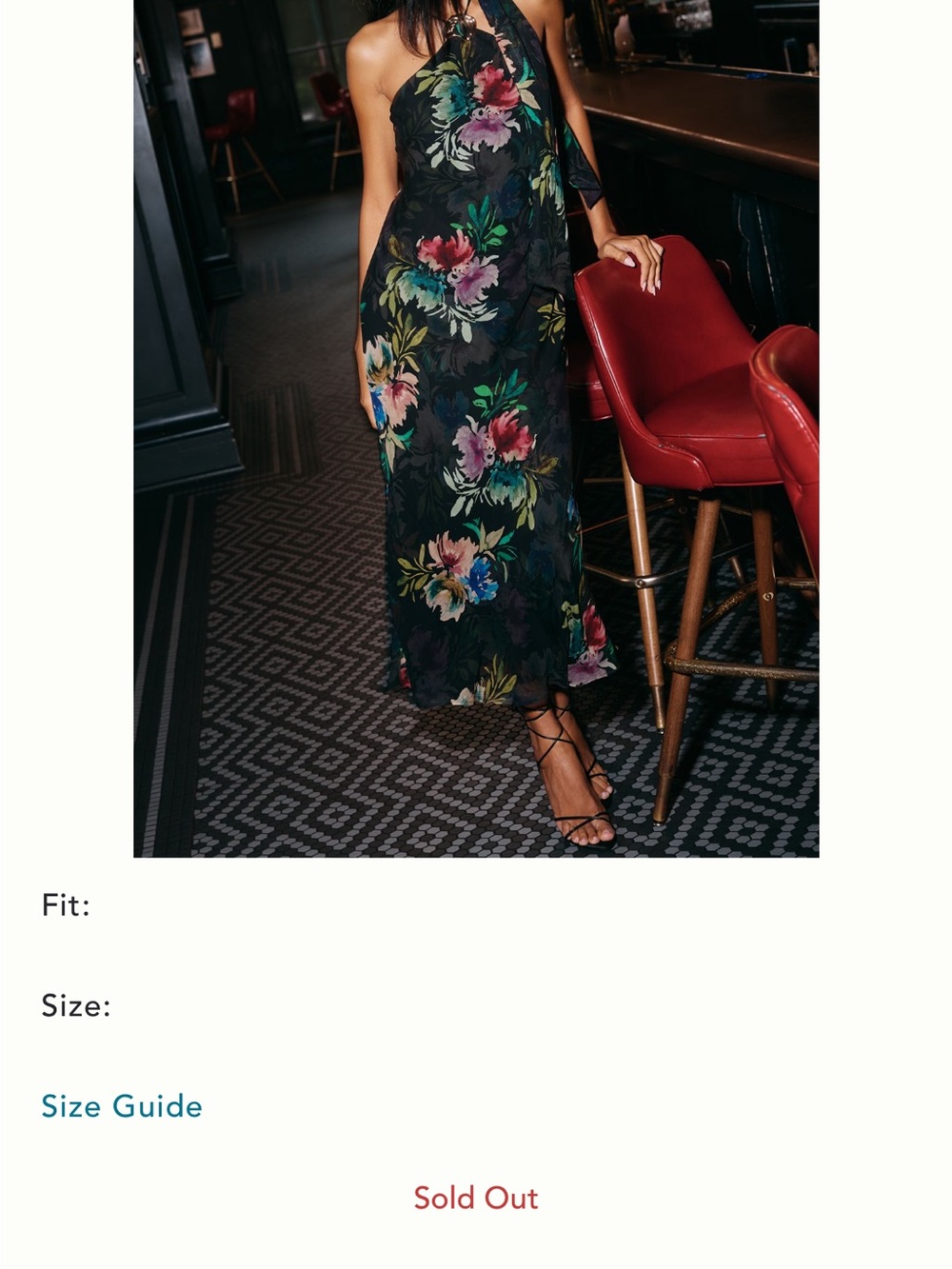 Anthropologie Black Floral Halter Maxi Dress with Multicolor Blooms